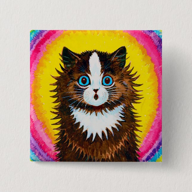 Cat in a Rainbow, Louis Wain 15 Cm Square Badge (Front)
