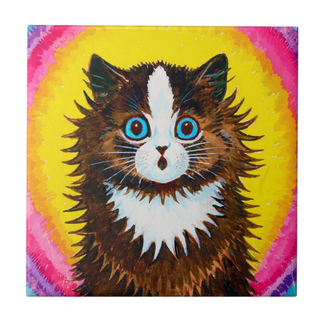 Cat in a Rainbow, Louis Wain Tile (Front)