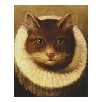 Cat In A Ruff Cute Victorian Art Vintage Painting
