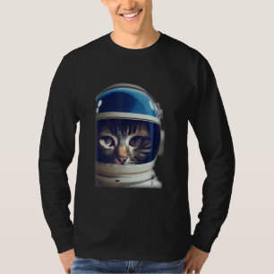 Cat In A Spacesuit With A Glass Helmet Floating In T-Shirt