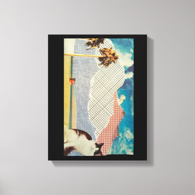 Cat in a strange landscape canvas print (Front)