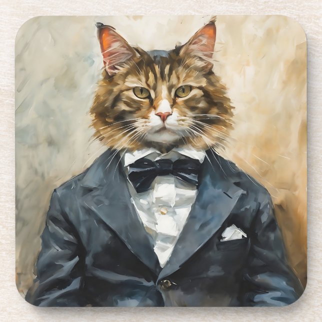 Cat in a Suit Coaster (Front)
