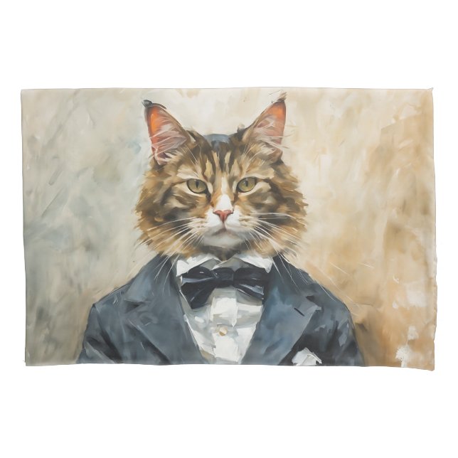 Cat in a Suit Pillowcase (Front)