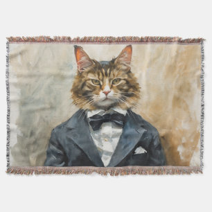 Cat in a Suit Throw Blanket