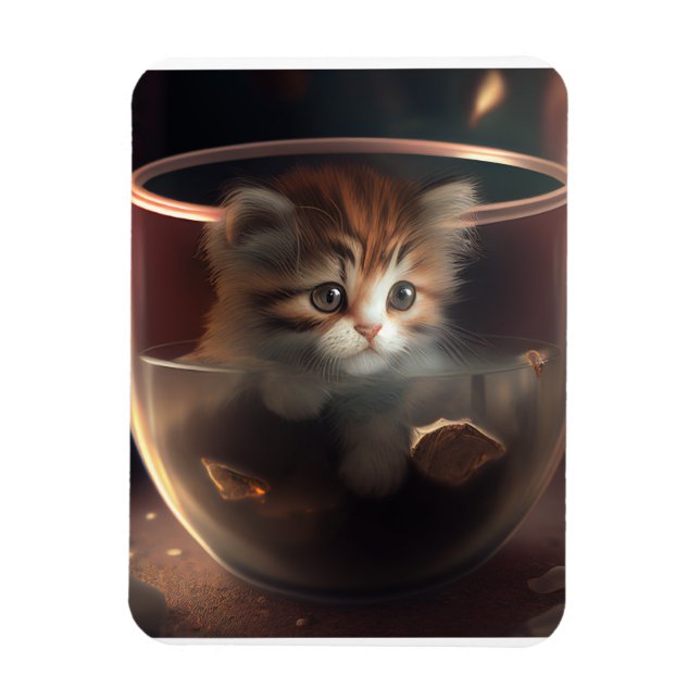 cat in a teacup 04 flexible photo magnet (Vertical)