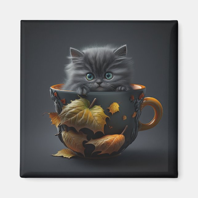 Cat in a Teacup Magnet (Front)