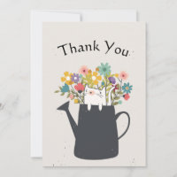 Cat In A Watering Can Thank You Flat