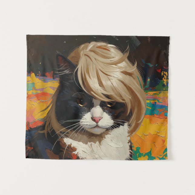 Cat In A Wig (#2) Tapestry (Front (Horizontal))