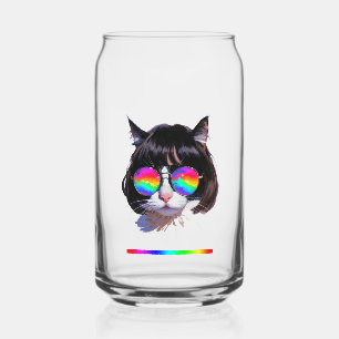 Cat in a Wig + Sunglasses (Painting #1 + RGB) Can Glass