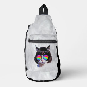 Cat in a Wig + Sunglasses (Painting #1) Sling Bag
