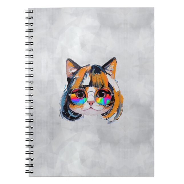 Cat in a Wig + Sunglasses (Painting #2) Notebook (Front)