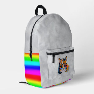 Cat in a Wig + Sunglasses (Painting #2 + RGB) Printed Backpack