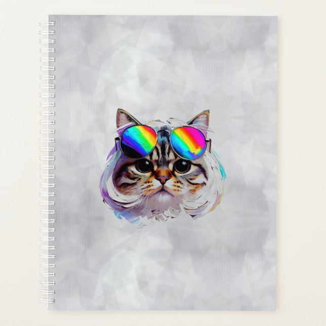 Cat in a Wig + Sunglasses (Painting #3) Planner (Front)