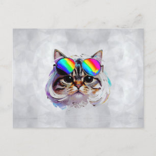 Cat in a Wig + Sunglasses (Painting #3) Postcard