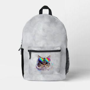Cat in a Wig + Sunglasses (Painting #3) Printed Backpack