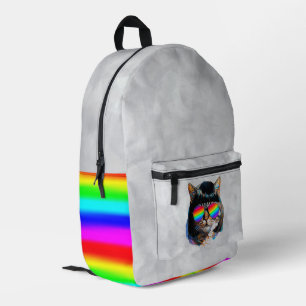 Cat in a Wig + Sunglasses (Painting #5 + RGB) Printed Backpack