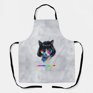 Cat in a Wig + Sunglasses (Painting #6) Apron