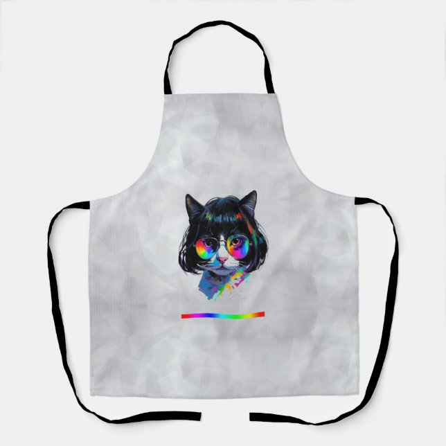 Cat in a Wig + Sunglasses (Painting #6) Apron (Front)