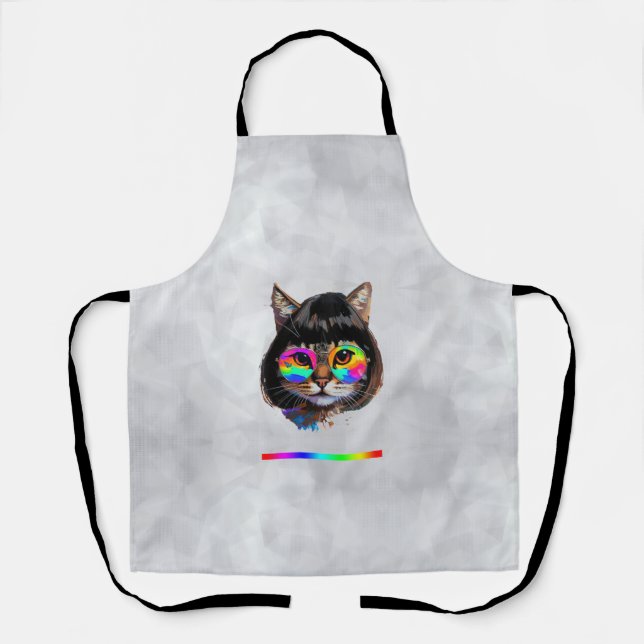 Cat in a Wig + Sunglasses (Painting #9) Apron (Front)