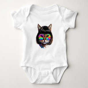 Cat in a Wig + Sunglasses (Painting #9) Baby Bodysuit