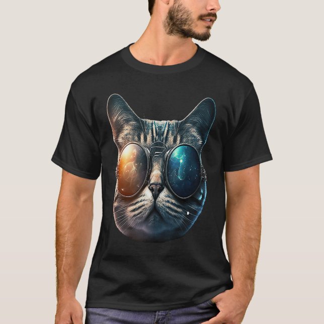 Cat In Aviator Sunglasses Cool Cat Furry Vacation  T-Shirt (Front)