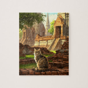 Cat in Ayutthaya Thailand Travel Jigsaw Puzzle