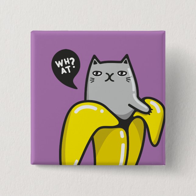 Cat in banana 15 cm square badge (Front)