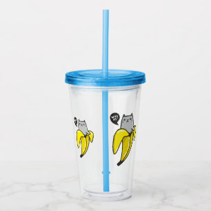 Cat in banana acrylic tumbler
