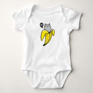 Cat in banana baby bodysuit
