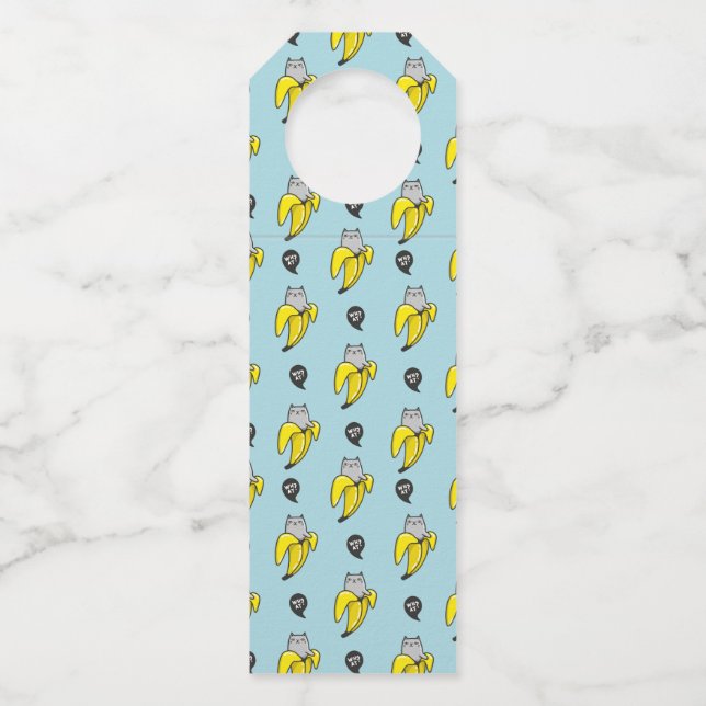 Cat in banana bottle tag (Front)