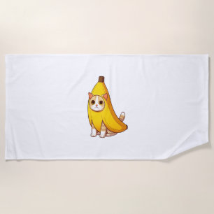 Cat in Banana Costume Beach Towel
