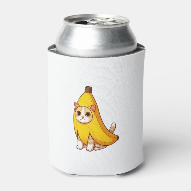 Cat in Banana Costume  Can Cooler (Can Front)
