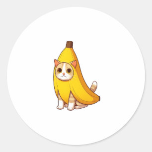 Cat in Banana Costume  Classic Round Sticker