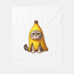Cat in Banana Costume Fleece Blanket