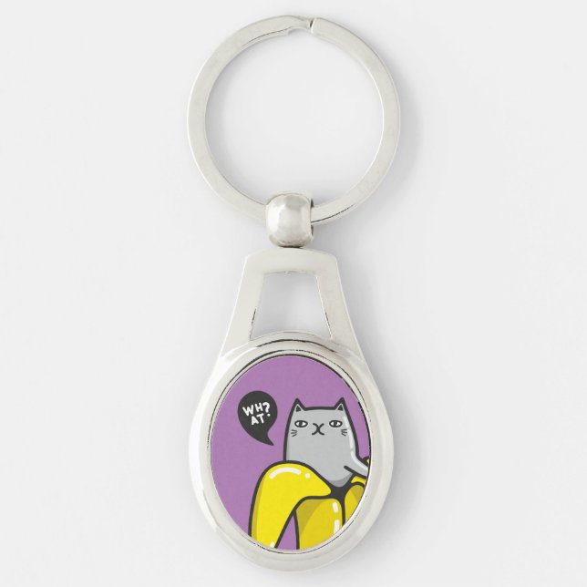 Cat in banana key ring (Front)