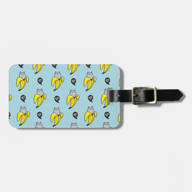 Cat in banana luggage tag (Front Horizontal)