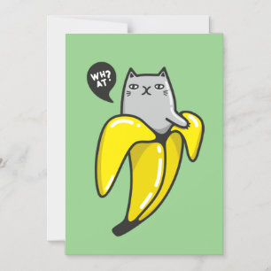 Cat in banana magnetic invitation