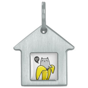 Cat in banana pet ID tag