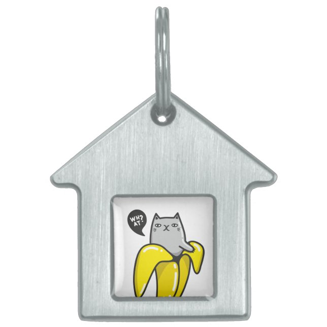 Cat in banana pet ID tag (Front)
