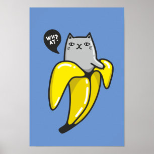 Cat in banana Poster
