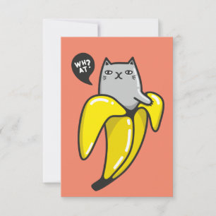 Cat in banana RSVP card