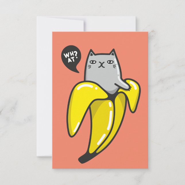 Cat in banana RSVP card (Front)