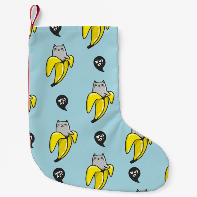 Cat in banana small christmas stocking (Front)