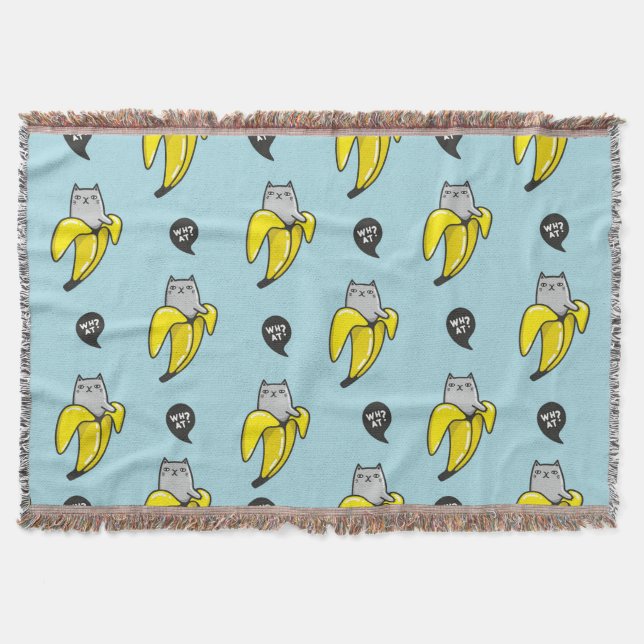 Cat in banana throw blanket (Front)