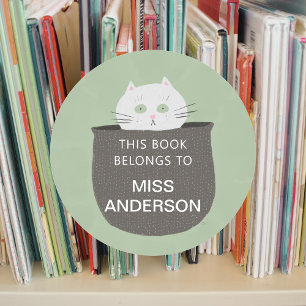 Cat in basket book sticker