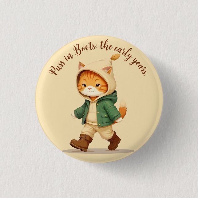 Cat in boots. 3 cm round badge (Front)