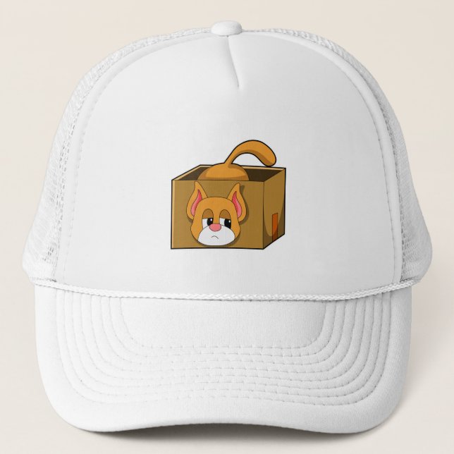Cat in Box Trucker Hat (Front)