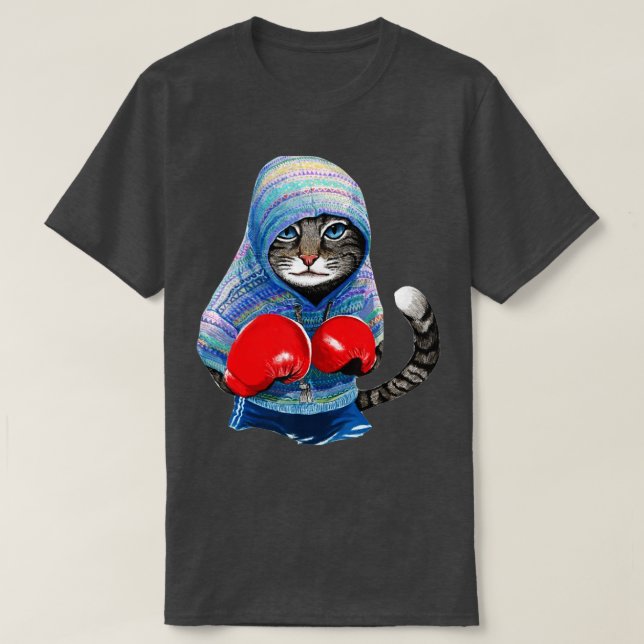 Cat In Boxing Suit  T-Shirt (Design Front)