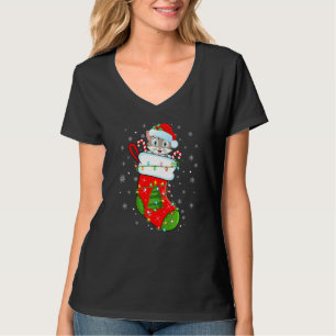Cat In Christmas Socks Santa Cat Xmas T-Shirt