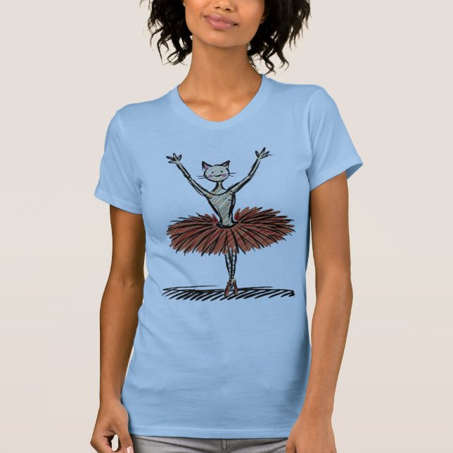 Cat in Dancing Ballet T-Shirt (Front)